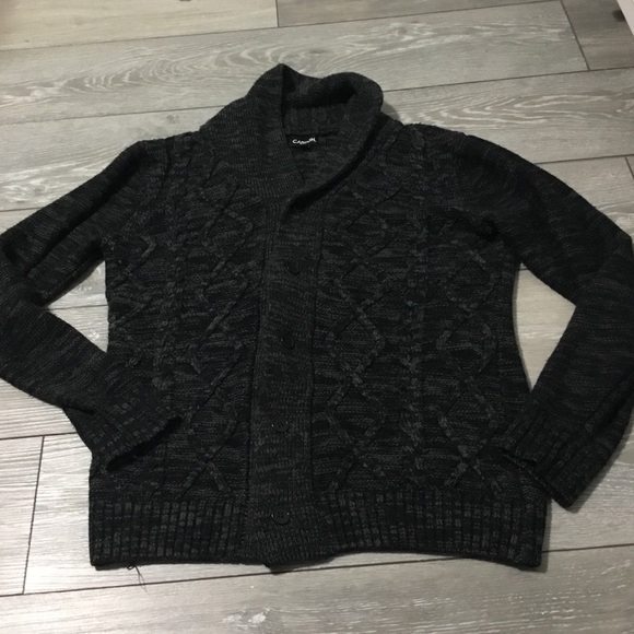 CARBON Cable Knit Black/Gray Cardigan size M - Picture 13 of 13